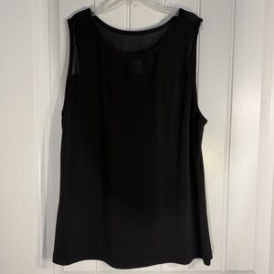 Modern Movement Black Sleeveless Tank Top Women's M Sheer Overlay Stretch Blouse